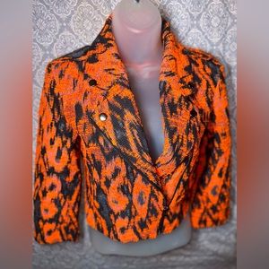 SOLD // TOPSHOP Cropped Aztec Zip-up Moto Jacket SIZE 6